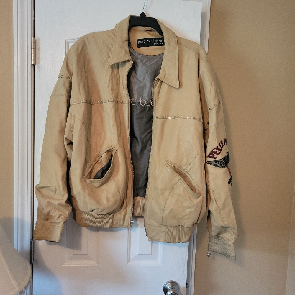 Marc Buchanan pelle pelle leather jacket sz 46(xxl)
